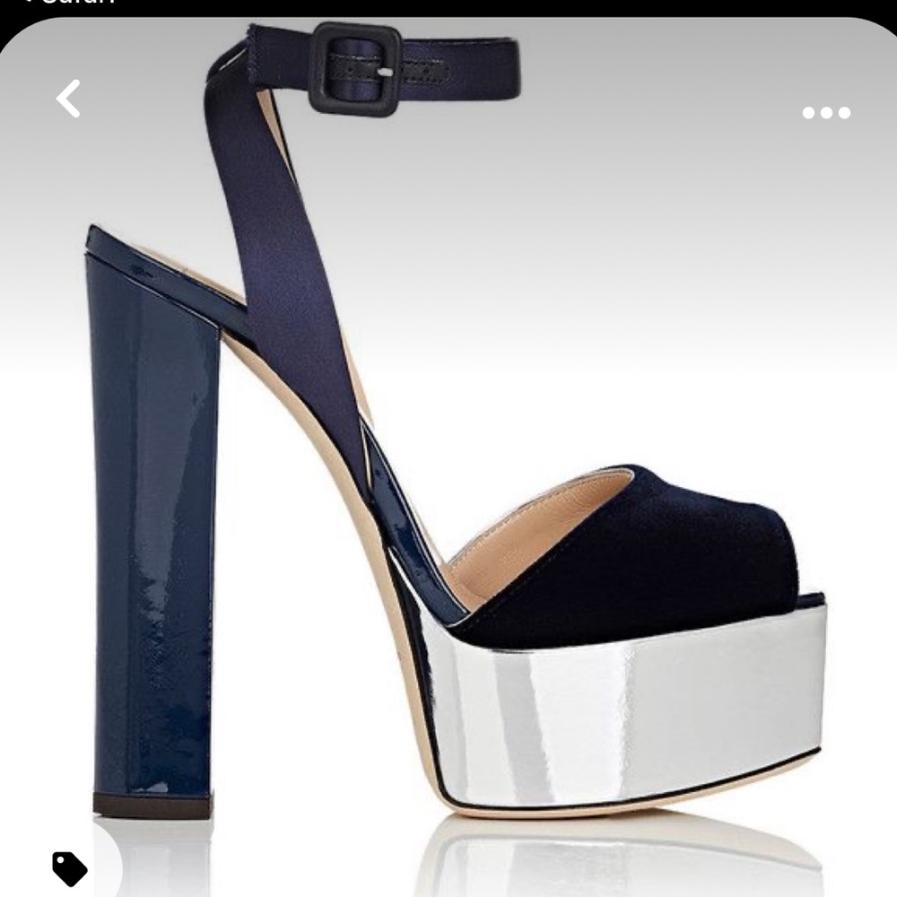 ‘AMELIA’ Giuseppe Zanotti navy velvet sandals - Picture 1 of 5